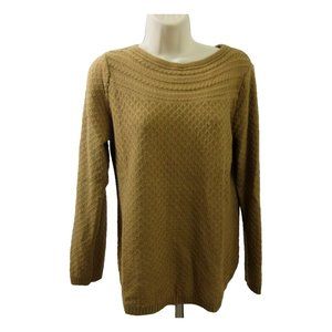 Croft & Barrow Sweater Size Large Brown Pullover Rounded Neck Cable Knit